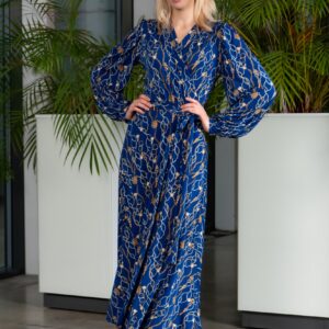 chain print wrap dress Collana