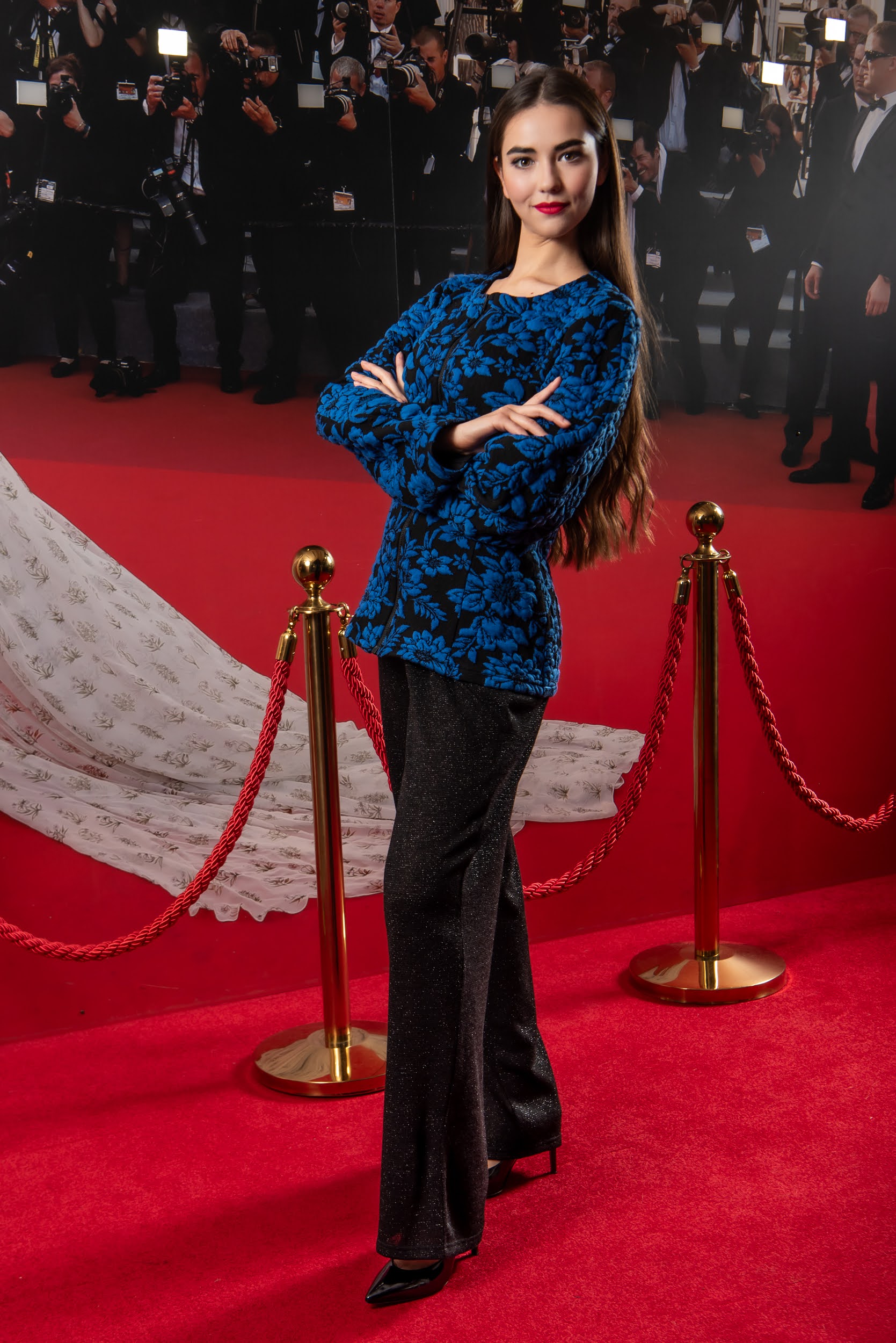 blue black jaquard bomber jacket