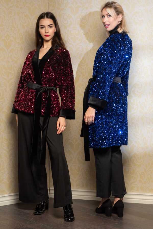red sequin kimono jacket