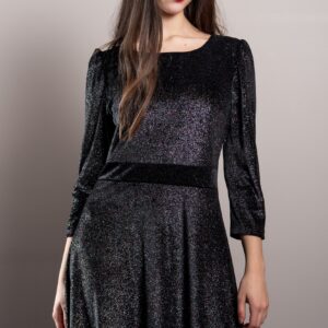 sparkling long black velvet dress