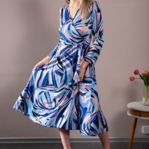 abstract print light blue dress