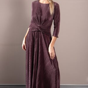 Caramel pleated maxi dress