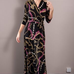 wrap dress chain print