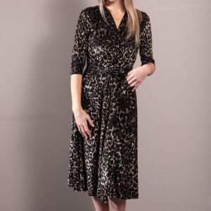 leopard print midi wrap dress