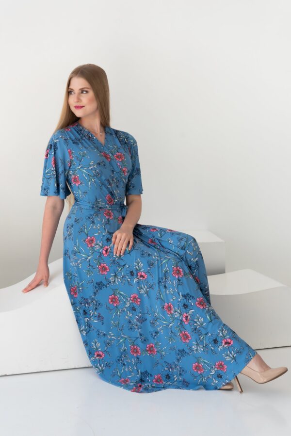 wrap dress light blue flowers