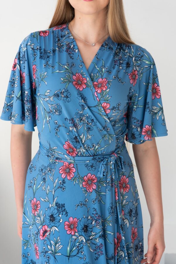 wrap dress light blue flowers