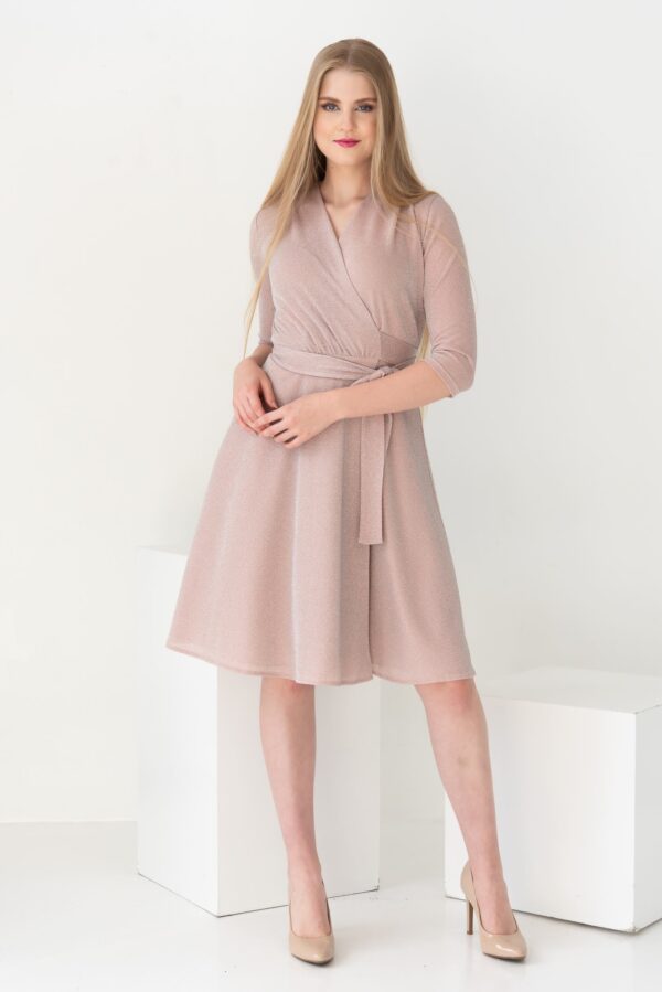 pink wrap dress