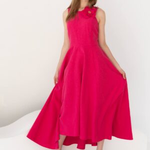 linen prom dress hot pink