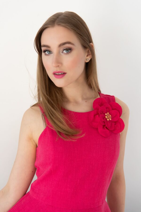 linen prom dress hot pink