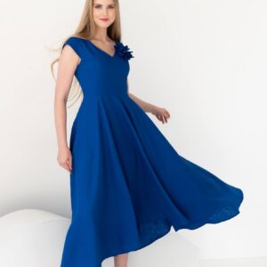 Linen blue dress prom
