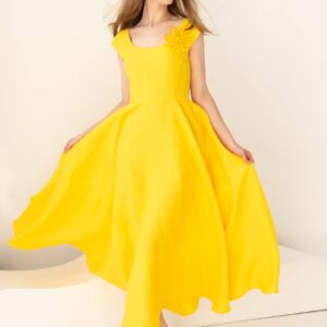 linen prom dress yellow