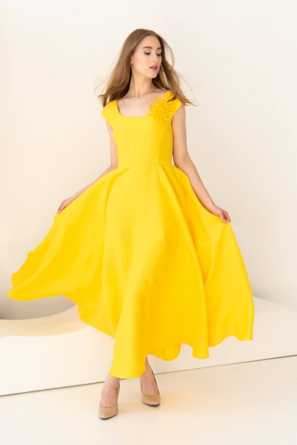 linen prom dress yellow