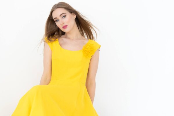 linen prom dress yellow