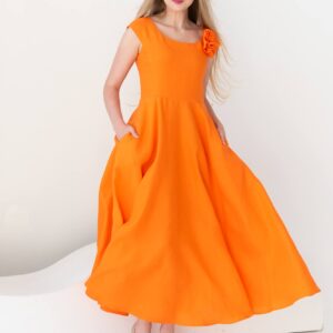 linen prom dress orange
