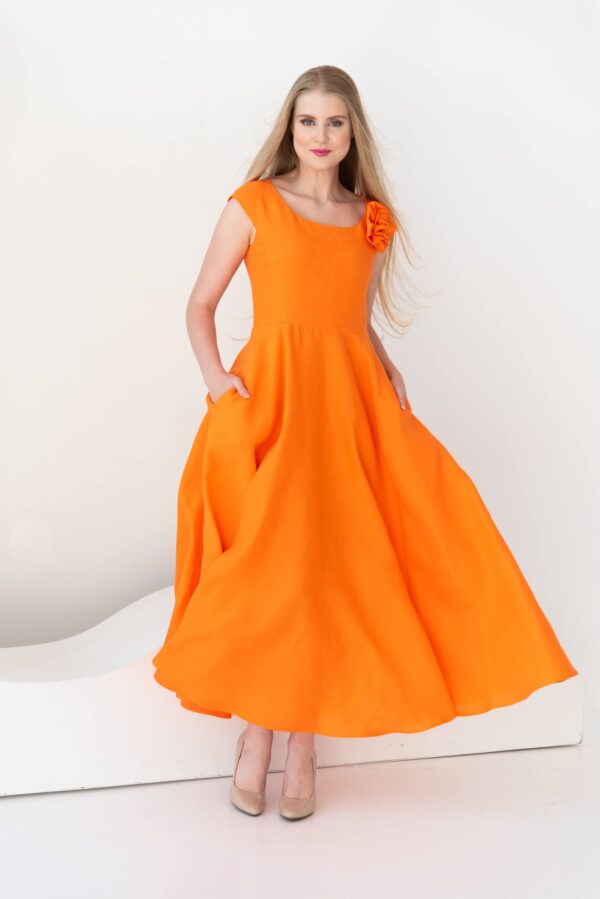 linen prom dress orange