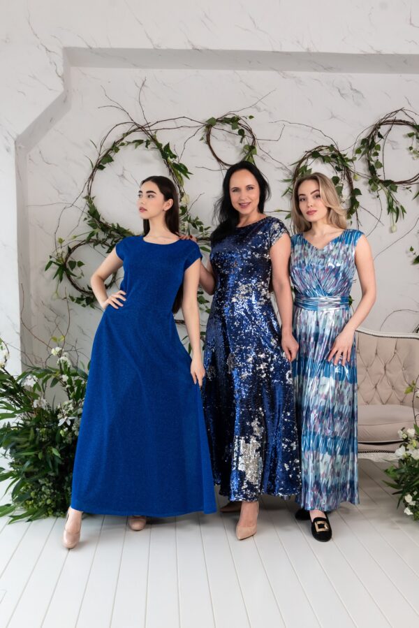 sequin silver blue maxi dress