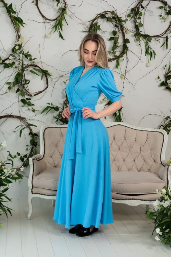 sky blue maxi wrap dress