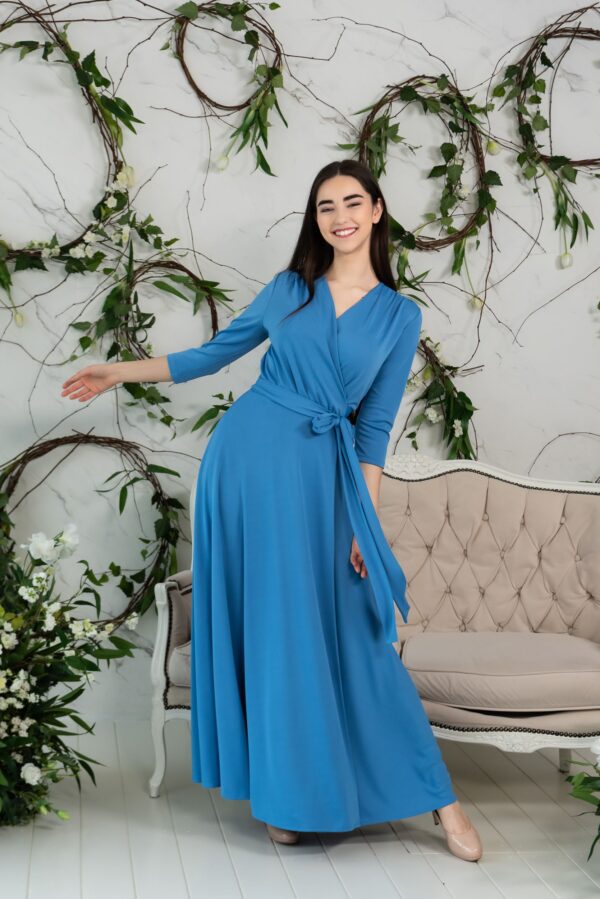 sky blue maxi wrap dress