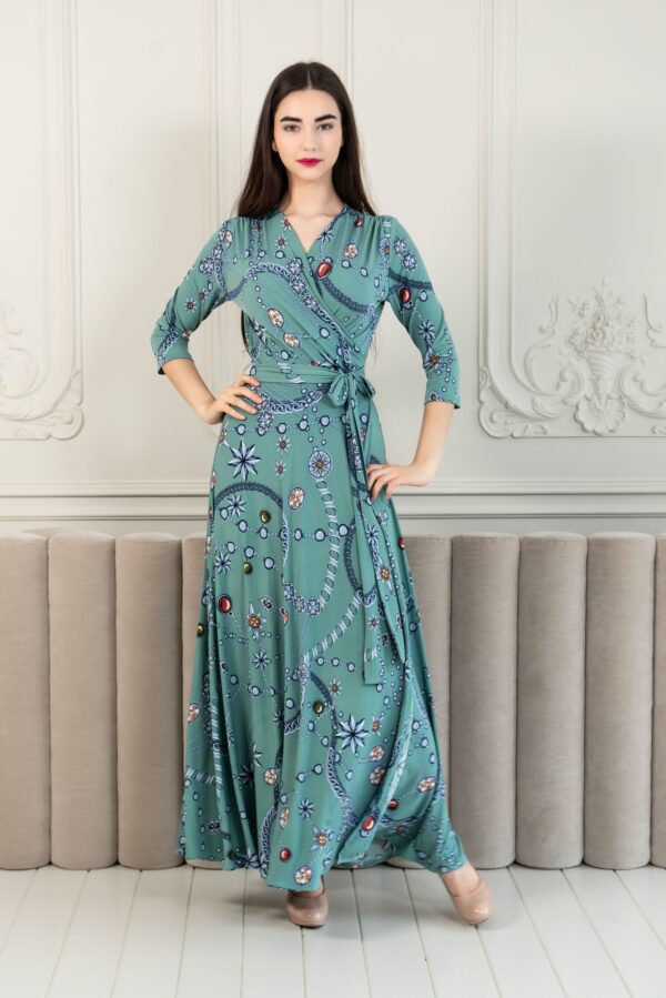 pale green maxi wrap dress