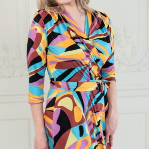 pop art print wrap dress