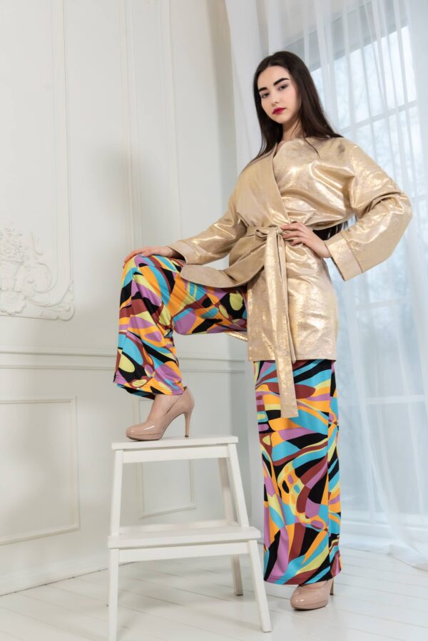 golden leather imitation kimono jacket