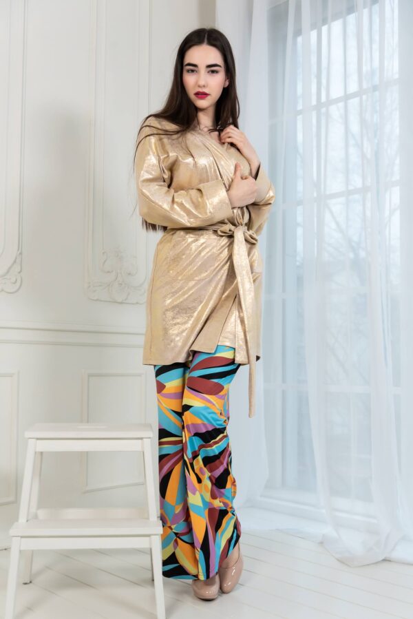 golden leather imitation kimono jacket