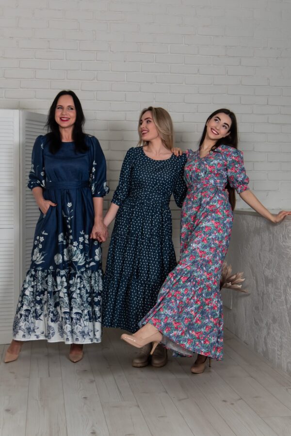 Denim jaquard long dress