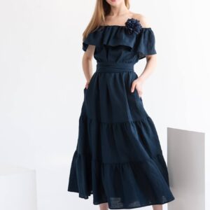 liina festival linen dress denim