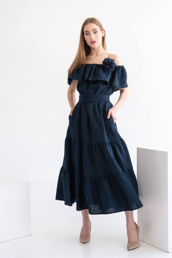 liina festival linen dress denim
