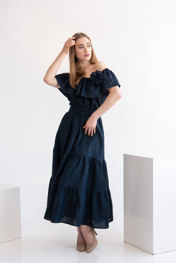 liina festival linen dress denim