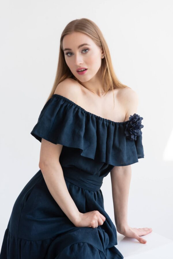 liina festival linen dress denim