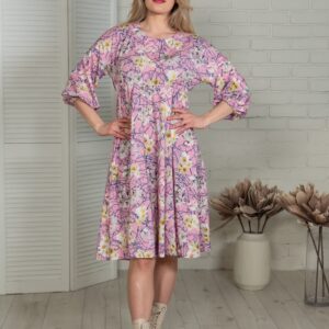 pink flowery tencel tunic dress