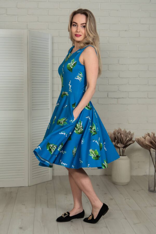 lily of valley blue cotton dress
