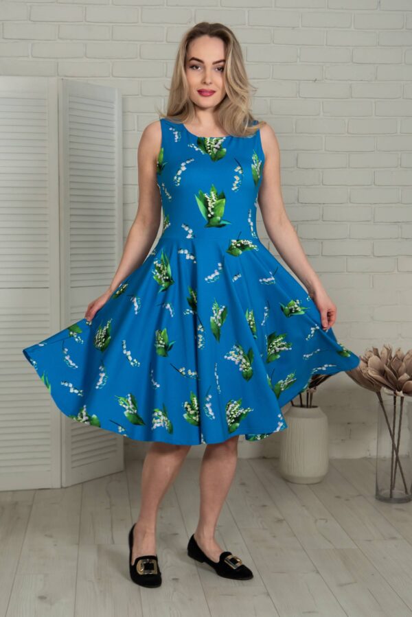 lily of valley blue cotton dress