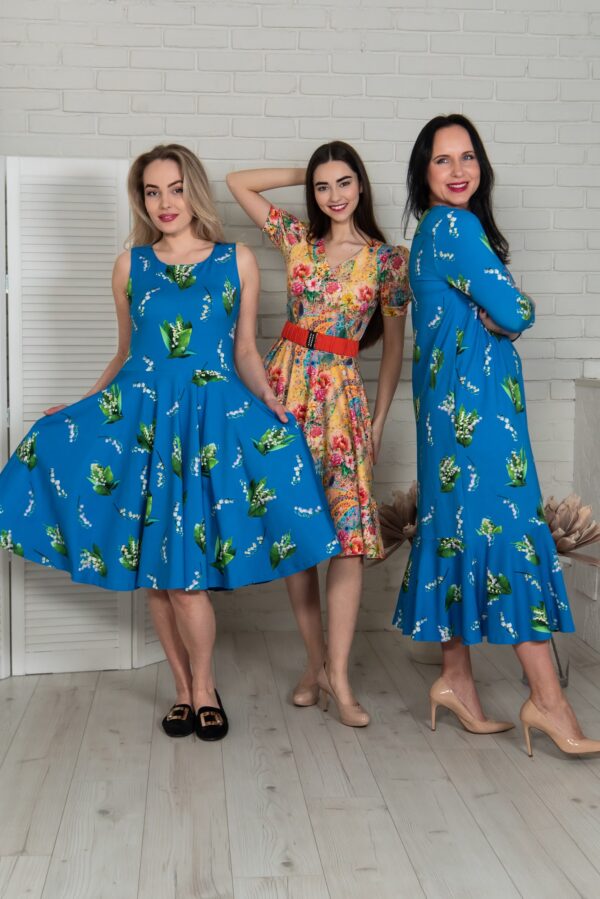 lily of valley blue cotton dress