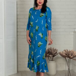 lily of valley long blue dress