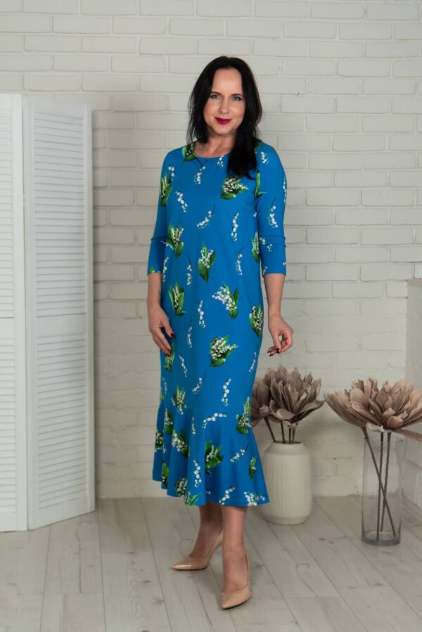 lily of valley long blue dress