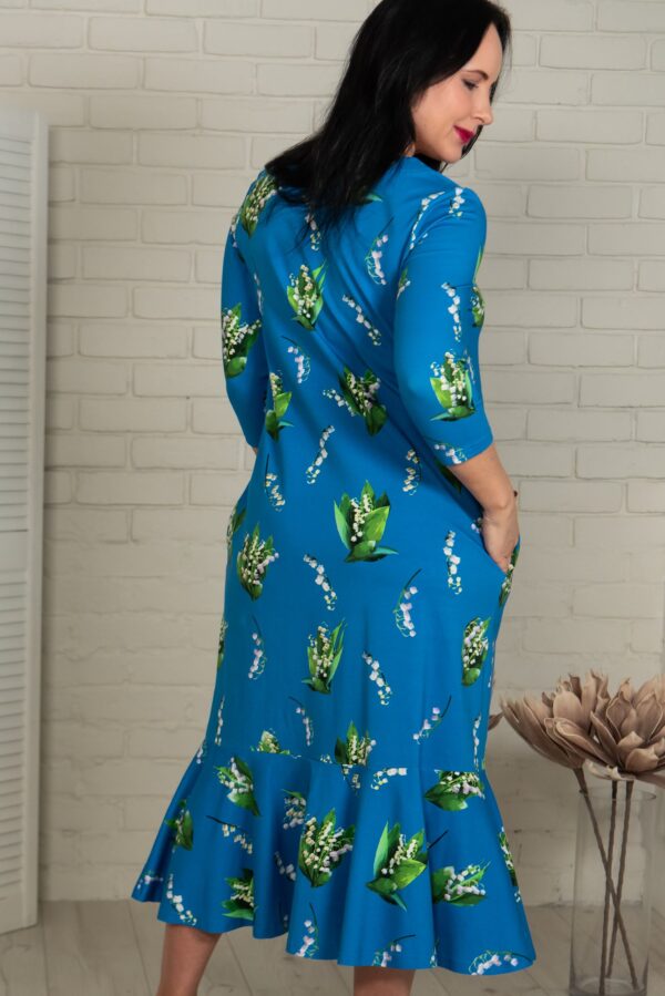 lily of valley long blue dress