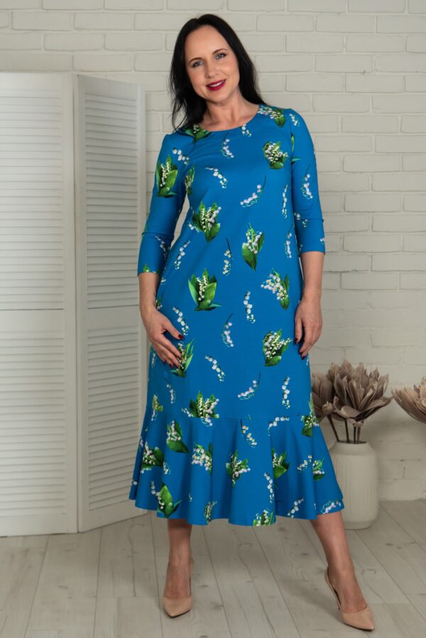 lily of valley long blue dress