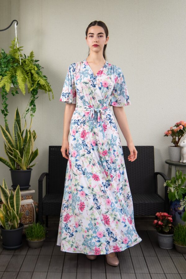 flower print white maxi dress Lavendel