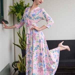 pink flower print maxi dress Lavendel