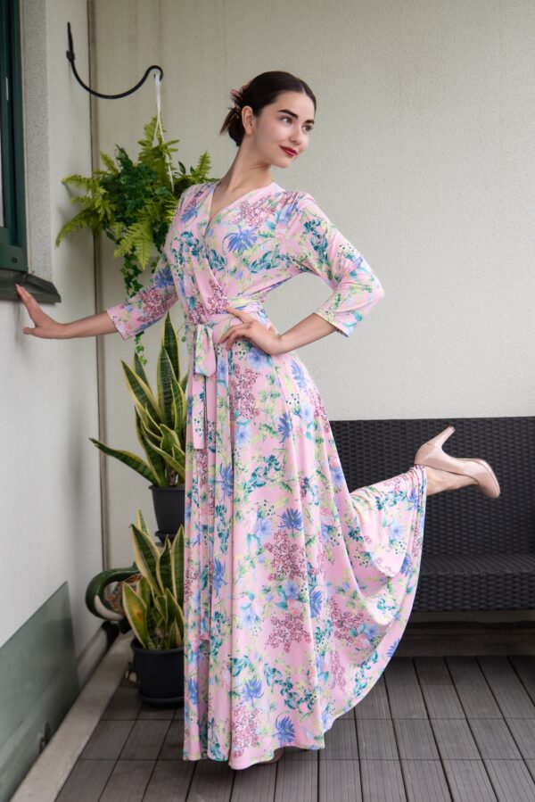 pink flower print maxi dress Lavendel