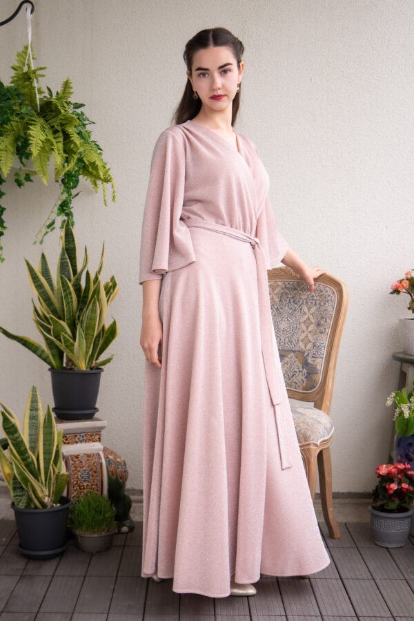pearl pink shiny maxi dress Laperla