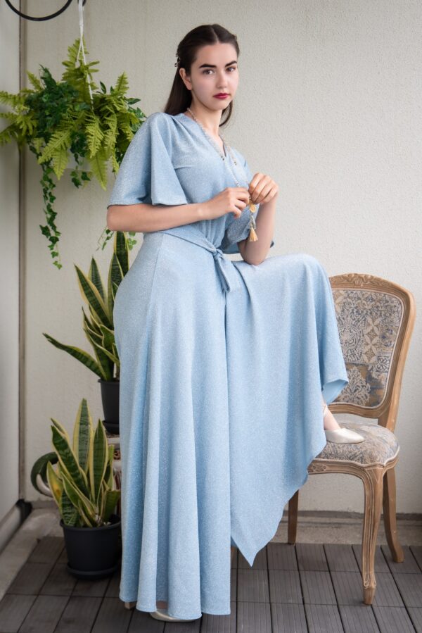 light blue shiny maxi dress Laluna