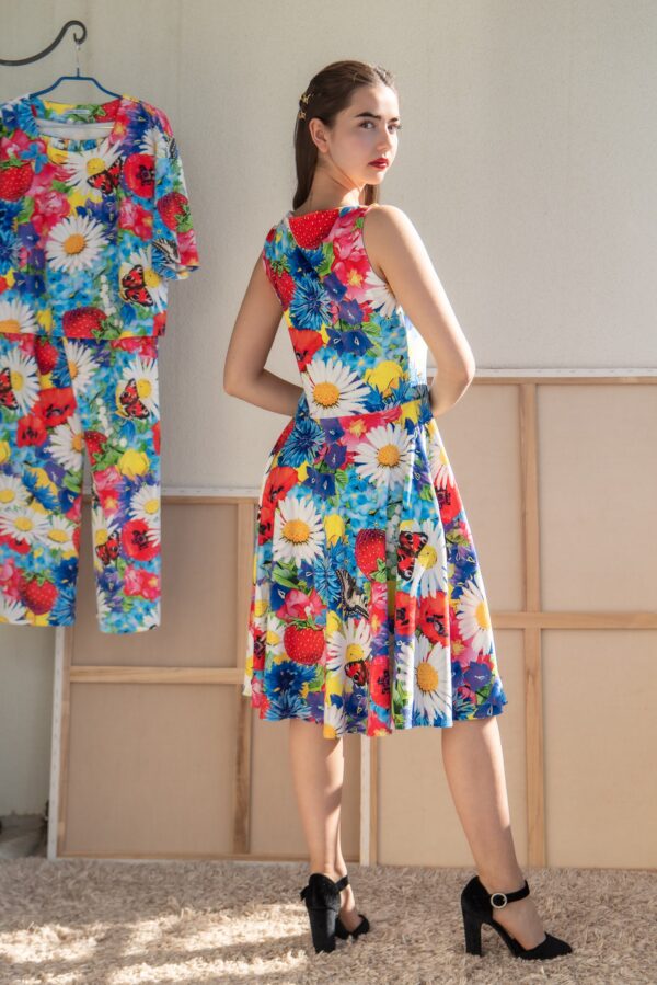 bright Muhu inspired flower print velvet dress