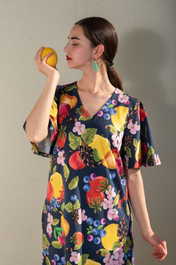 FRUIT GARDEN PRINT COTTON MAXI DRESS