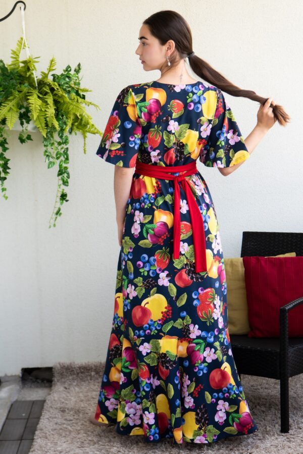 fruit garden print cotton maxi dress