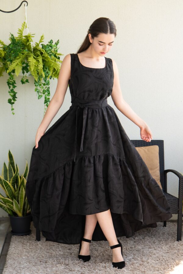 viscosa linen black long dress