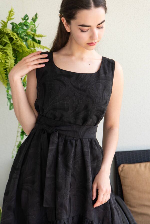 viscosa linen black long dress
