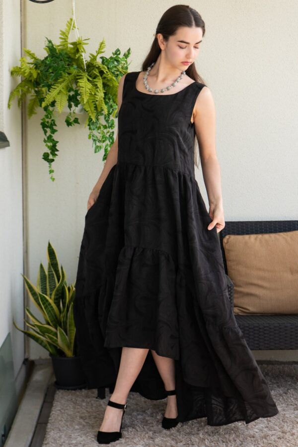 viscosa linen black long dress